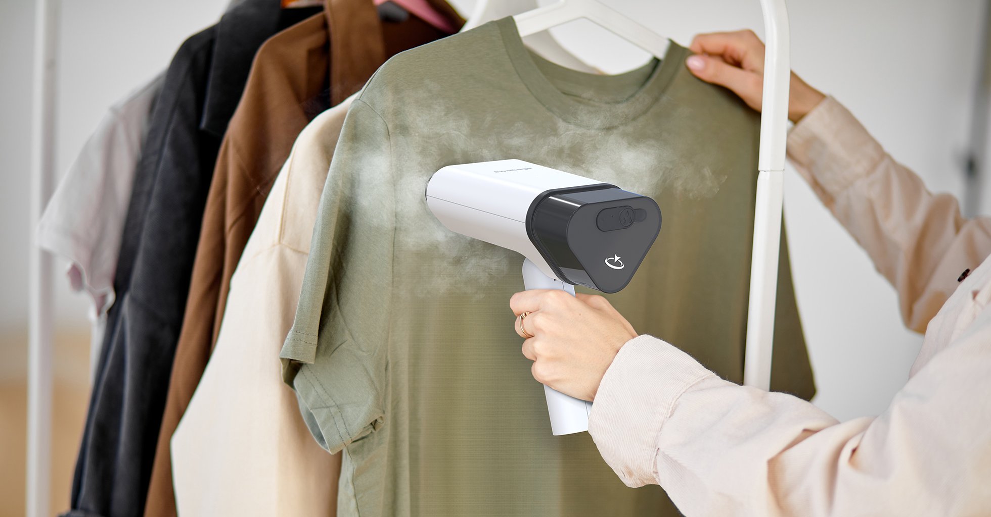 Goaltage GSTM01 QuickSteam Garment Steamer with Rapid Heating, Leak-Free Tank, Fabric Brush, Travel-Friendly, Compact and Foldable Design